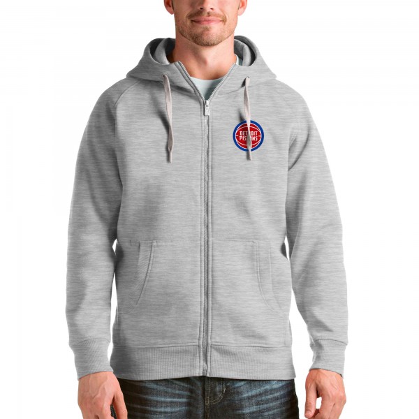 Толстовка на молнии Detroit Pistons Antigua Logo Victory - Heathered Gray - фирменная одежда NBA