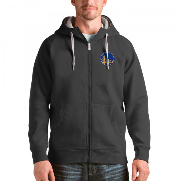 Golden State Warriors Antigua Charcoal Logo Victory Full-Zip Hoodie