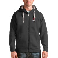 Miami Heat Antigua Charcoal Logo Victory Full-Zip Hoodie