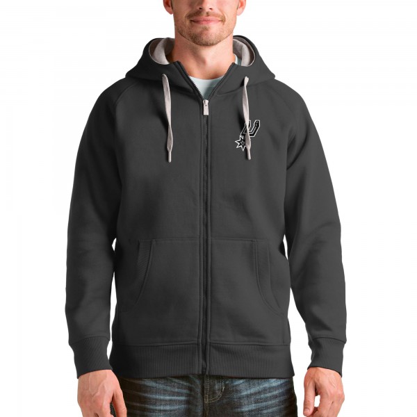 Толстовка на молнии San Antonio Spurs Antigua Logo Victory - Charcoal - фирменная одежда NBA