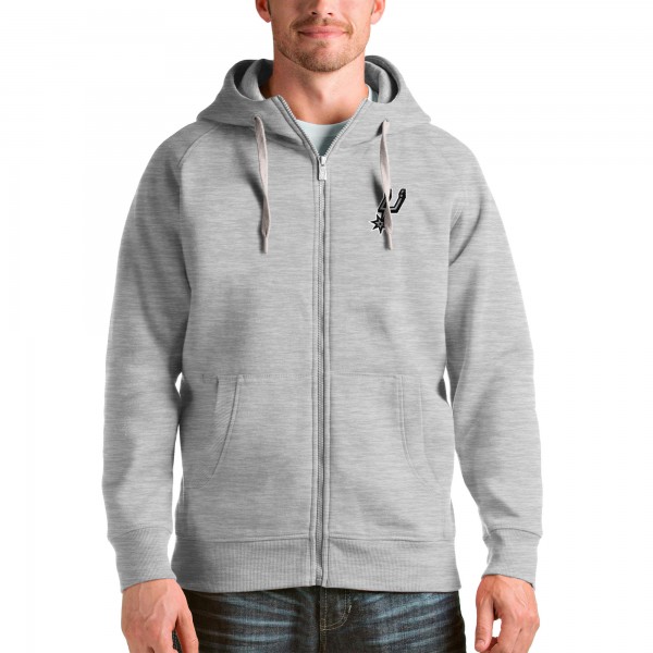 Толстовка на молнии San Antonio Spurs Antigua Logo Victory - Heathered Gray