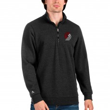 Portland Trail Blazers Antigua Action Quarter-Zip Pullover Sweatshirt - Heathered Black