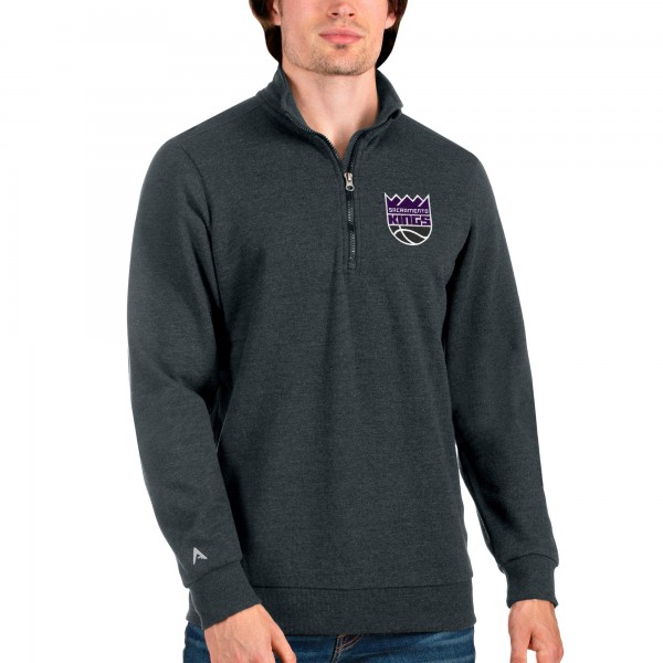 Кофта на короткой молнии Sacramento Kings Antigua Action - Heathered Charcoal