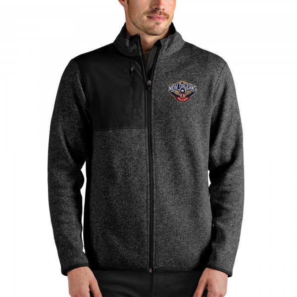 Кофта на молнии New Orleans Pelicans Antigua - Heathered Black