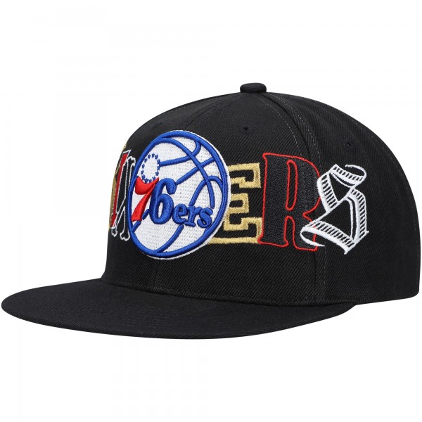 Бейсболка Philadelphia 76ers Mitchell & Ness Hype Type - Black - официальный мерч NBA