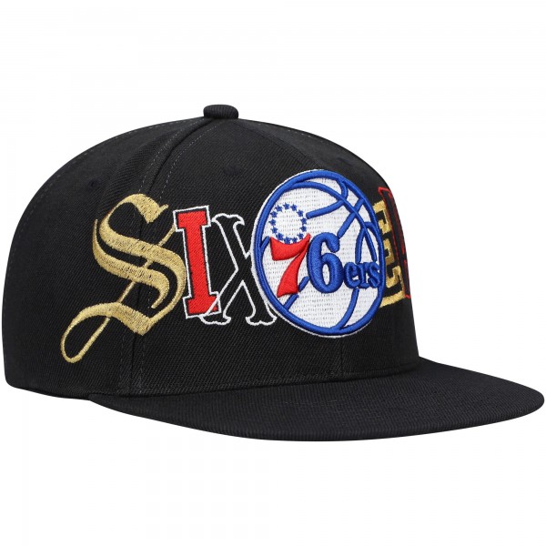 Бейсболка Philadelphia 76ers Mitchell & Ness Hype Type - Black - официальный мерч NBA