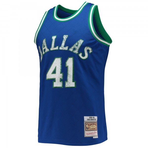 Игровая майка Dirk Nowitzki Dallas Mavericks Mitchell & Ness 1998-99 Hardwood Classics 75th Anniversary Diamond Swingman - Blue - оригинальная джерси НБА