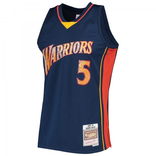 Игровая майка Baron Davis Golden State Warriors Mitchell & Ness 2006-07 Hardwood Classics 75th Anniversary Diamond Swingman - Navy - оригинальная джерси НБА