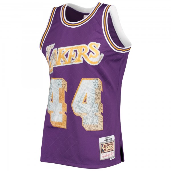 Игровая майка Jerry West Los Angeles Lakers Mitchell & Ness 1971-72 Hardwood Classics 75th Anniversary Diamond Swingman - Purple - оригинальная джерси НБА