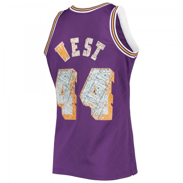 Игровая майка Jerry West Los Angeles Lakers Mitchell & Ness 1971-72 Hardwood Classics 75th Anniversary Diamond Swingman - Purple - оригинальная джерси НБА
