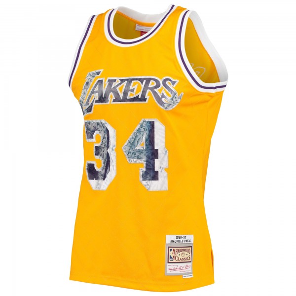 Игровая майка Shaquille O'Neal Los Angeles Lakers Mitchell & Ness 1996-97 Hardwood Classics 75th Anniversary Diamond Swingman - Gold - оригинальная джерси НБА