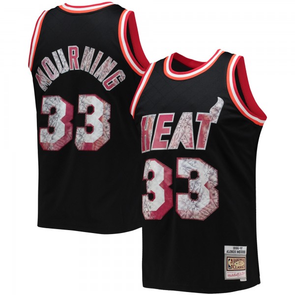 Игровая майка Alonzo Mourning Miami Heat Mitchell & Ness 1996-97 Hardwood Classics 75th Anniversary Diamond Swingman - Black - оригинальная джерси НБА