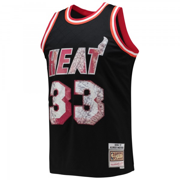Игровая майка Alonzo Mourning Miami Heat Mitchell & Ness 1996-97 Hardwood Classics 75th Anniversary Diamond Swingman - Black - оригинальная джерси НБА