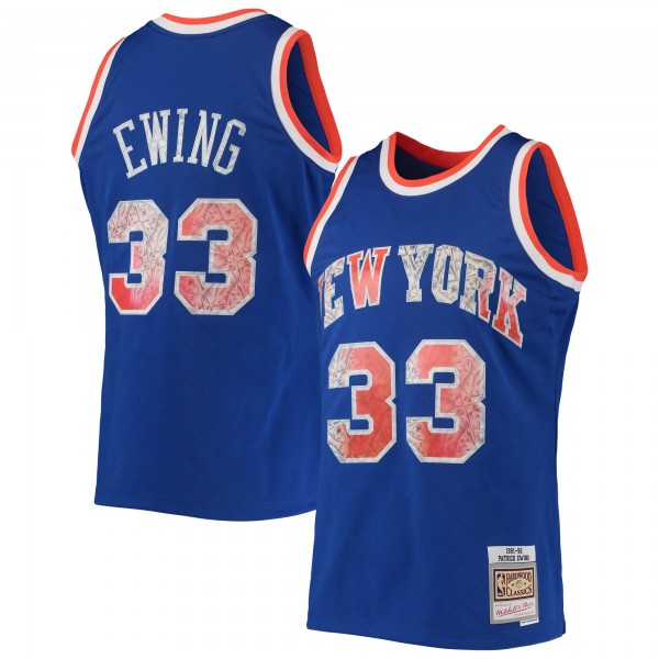 Игровая майка Patrick Ewing New York Knicks Mitchell & Ness 1991-92 Hardwood Classics 75th Anniversary Diamond Swingman - Blue - оригинальная джерси НБА