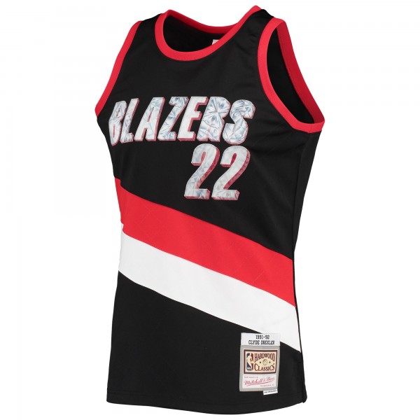 Игровая майка Clyde Drexler Portland Trail Blazers Mitchell & Ness 1991-92 Hardwood Classics 75th Anniversary Diamond Swingman - Black - оригинальная джерси НБА