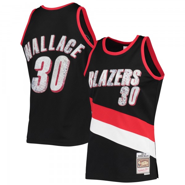 Игровая майка Rasheed Wallace Portland Trail Blazers Mitchell & Ness 1999-00 Hardwood Classics 75th Anniversary Diamond Swingman - Black - оригинальная джерси НБА