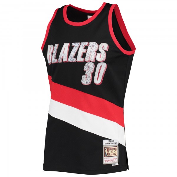 Игровая майка Rasheed Wallace Portland Trail Blazers Mitchell & Ness 1999-00 Hardwood Classics 75th Anniversary Diamond Swingman - Black - оригинальная джерси НБА