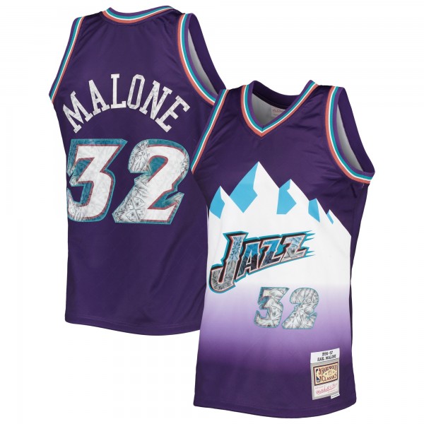 Игровая майка Karl Malone Utah Jazz Mitchell & Ness 1996-97 Hardwood Classics 75th Anniversary Diamond Swingman - Purple - оригинальная джерси НБА