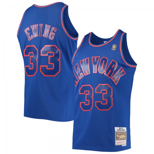 Игровая майка Patrick Ewing New York Knicks Mitchell & Ness 1996-97 Hardwood Classics Swingman - Blue - оригинальная джерси НБА