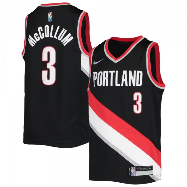 Детская игровая майка C.J. McCollum Portland Trail Blazers Nike 2021/22 Diamond Swingman - Icon Edition - Black - баскетбольная джерси NBA