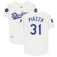 Игровая джерси Autographed Los Angeles Dodgers Mike Piazza Fanatics Authentic White Mitchell and Ness Cooperstown Collection Authentic