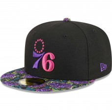 Бейсболка Philadelphia 76ers New Era Dark Fantasy Neon Lotus Flower 59FIFTY - Black