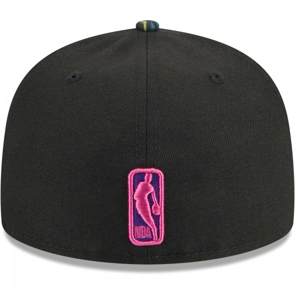Бейсболка Philadelphia 76ers New Era Dark Fantasy Neon Lotus Flower 59FIFTY - Black