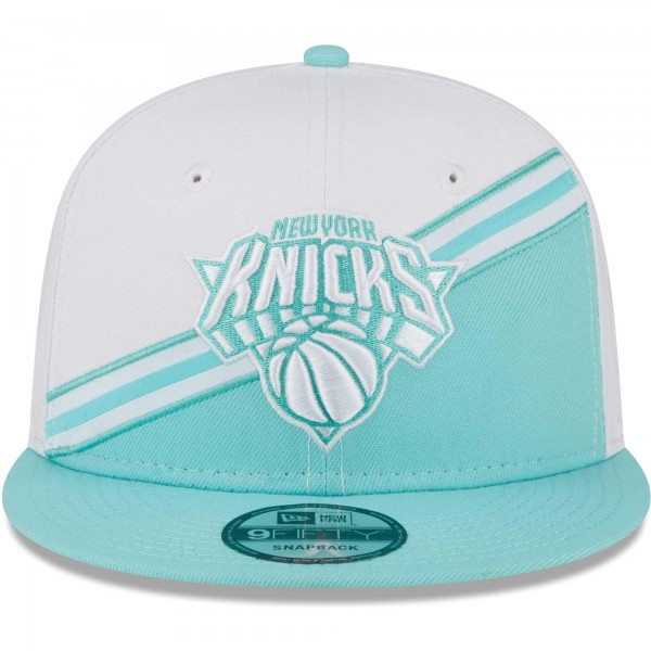 Бейсболка New York Knicks New Era Diagonal Split 9FIFTY - White/Turquoise