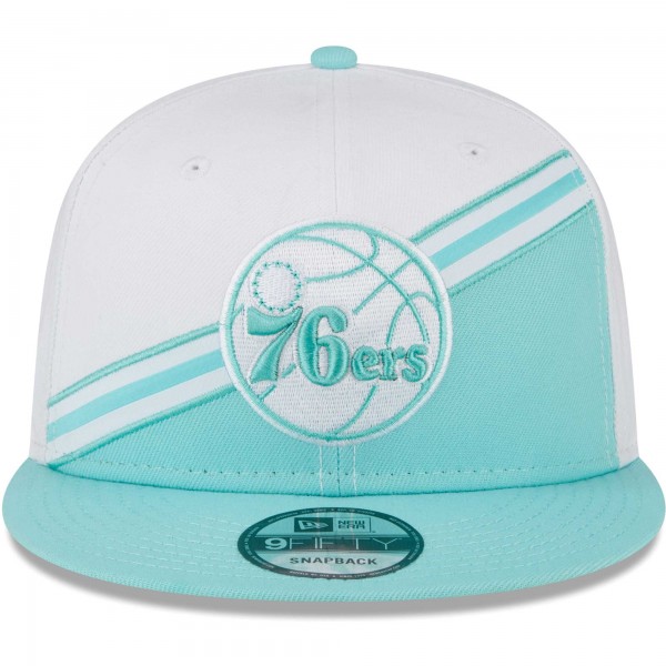 Бейсболка Philadelphia 76ers New Era Diagonal Split 9FIFTY - White/Turquoise