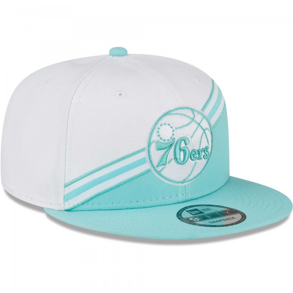 Бейсболка Philadelphia 76ers New Era Diagonal Split 9FIFTY - White/Turquoise