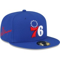 Бейсболка Philadelphia 76ers New Era 3x NBA Finals Champions Dual-Tone Logo 59FIFTY - Royal