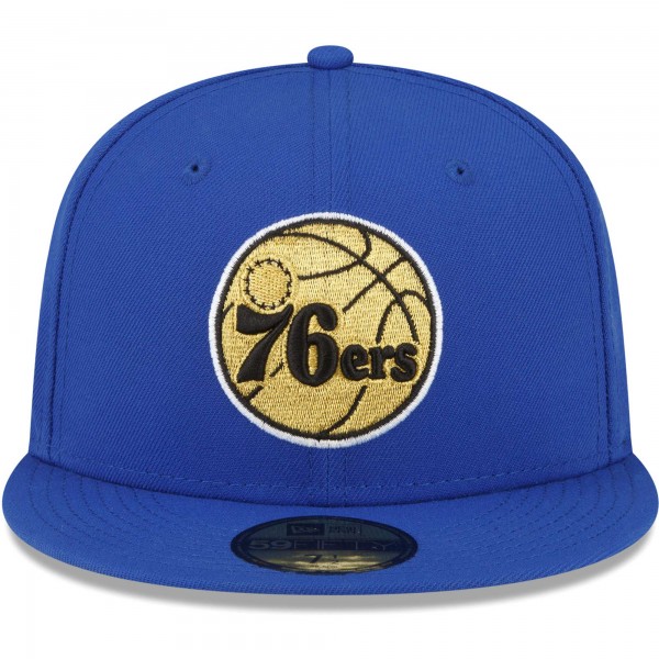 Бейсболка Philadelphia 76ers New Era 3x NBA Champions Metallic Undervisor 59FIFTY - Royal