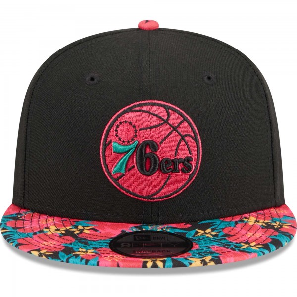 Бейсболка Philadelphia 76ers New Era Neon Floral 9FIFTY - Black