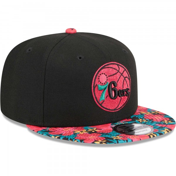 Бейсболка Philadelphia 76ers New Era Neon Floral 9FIFTY - Black