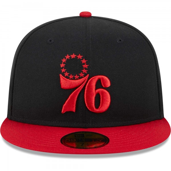 Бейсболка Philadelphia 76ers New Era Graffiti UV 59FIFTY - Black/Red