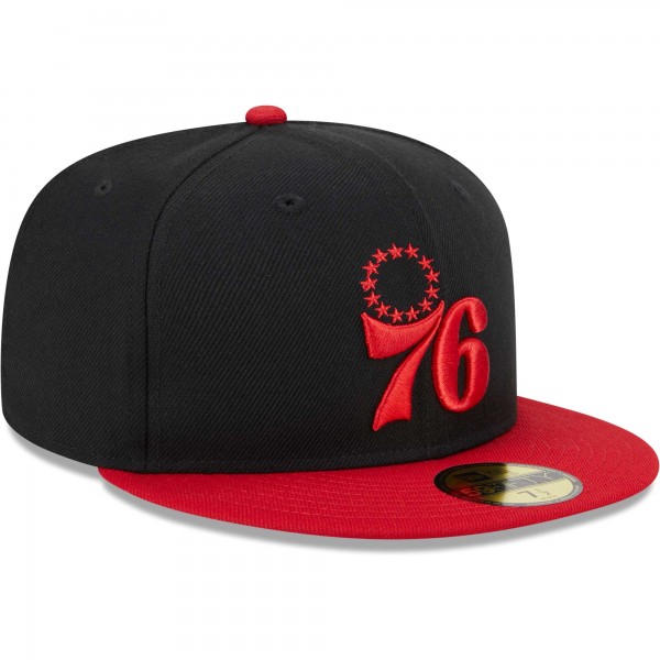 Бейсболка Philadelphia 76ers New Era Graffiti UV 59FIFTY - Black/Red