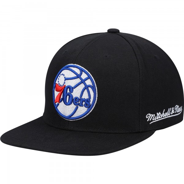 Бейсболка Philadelphia 76ers Mitchell & Ness English Dropback - Black - официальный мерч NBA