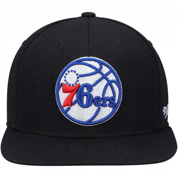 Бейсболка Philadelphia 76ers Mitchell & Ness English Dropback - Black - официальный мерч NBA