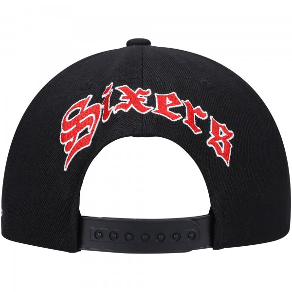 Бейсболка Philadelphia 76ers Mitchell & Ness English Dropback - Black - официальный мерч NBA