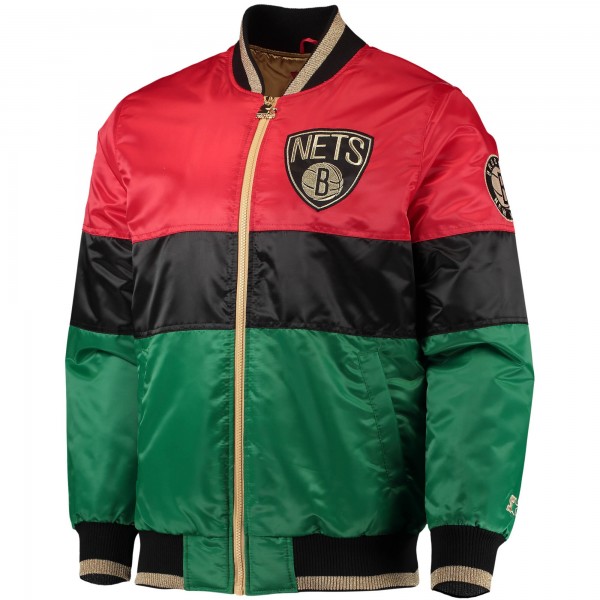 Куртка бомбер Brooklyn Nets Starter Black History Month NBA 75th Anniversary - Red/Black/Green