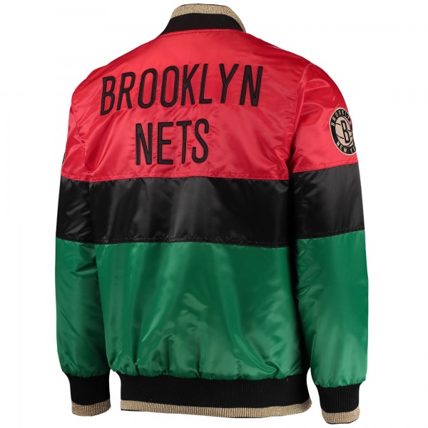 Куртка бомбер Brooklyn Nets Starter Black History Month NBA 75th Anniversary - Red/Black/Green