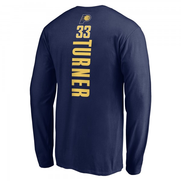 Indiana Pacers Myles Turner Navy Playmaker Name & Number Long Sleeve T-Shirt