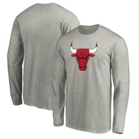 Футболка с длинным рукавом Chicago Bulls Heathered Gray Primary Team Logo