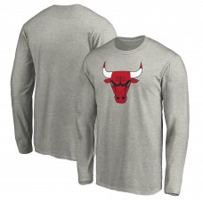 Футболка с длинным рукавом Chicago Bulls Heathered Gray Primary Team Logo