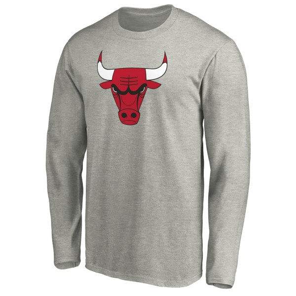 Футболка с длинным рукавом Chicago Bulls Heathered Gray Primary Team Logo