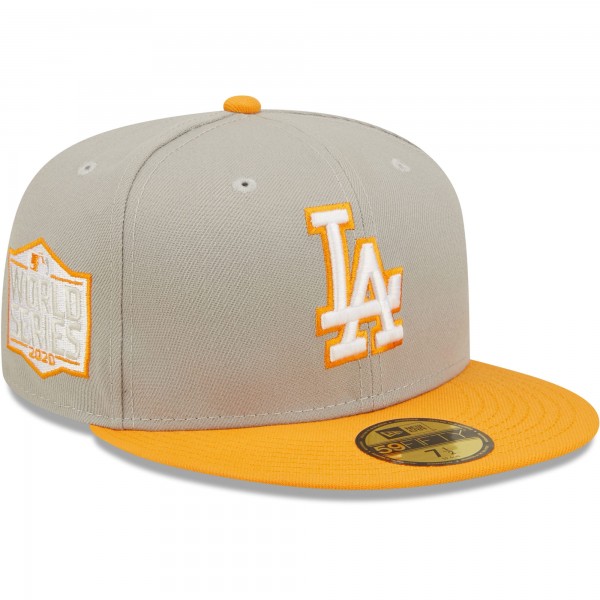 Бейсболка Los Angeles Dodgers New Era 2020 World Series Cooperstown Collection Undervisor 59FIFTY - Gray/Orange