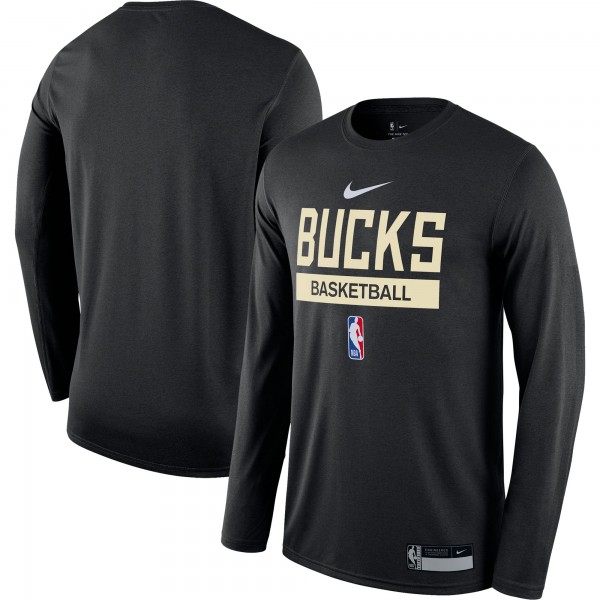 Milwaukee Bucks Nike Black 2022/23 Legend On-Court Practice Performance Long Sleeve T-Shirt