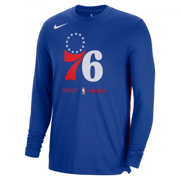 Футболка с длинным рукавом Philadelphia 76ers Nike Pre-Game Shooting Performance - Royal