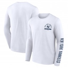 New York Yankees Fanatics White Pressbox Long Sleeve T-Shirt