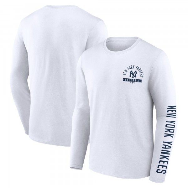 New York Yankees Fanatics White Pressbox Long Sleeve T-Shirt